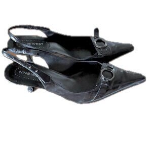 Nine West Slingback Kitten Heels - Black Size 7